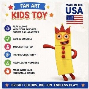 Numberblocks Fan Art Kids Toy #3 Multicolored Toddler Tested USA Made 3” Tall